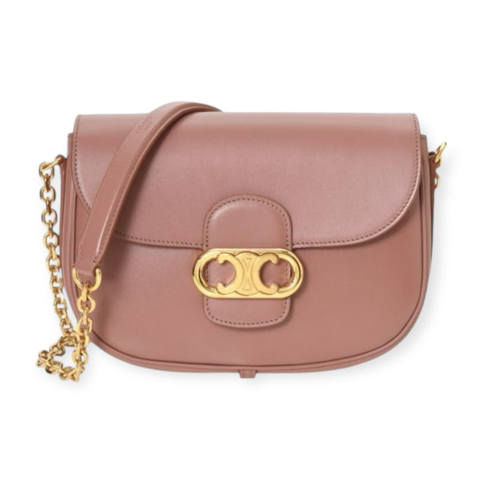 Celine Bag, Dusty Rose Medium Maillon Triomphe Leather Shoulder Bag