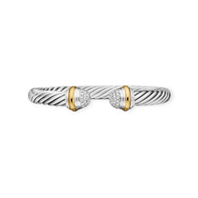 David Yurman Classic Cable Sterling Silver with 18K Yellow Gold and Pavé Diamond Domes, 7mm