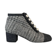 Chanel Shoes, Tweed Pearl Cap Toe Short Boots (size 36.5)