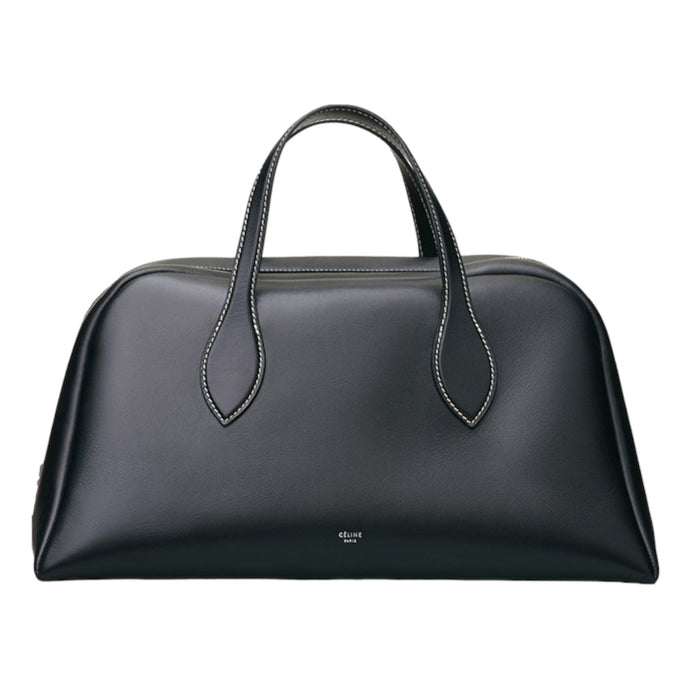 Celine Bag, Black Calfskin Leather Medium Bowling Bag