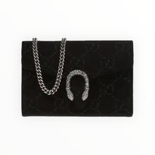 Gucci Bag, Black Velvet GG Monogram Mini Dionysus Wallet on Chain