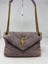Saint Laurent Bag, Lilac Denim Quilted Small Loulou Puffer Monogram Chain Satchel