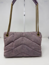 Saint Laurent Bag, Lilac Denim Quilted Small Loulou Puffer Monogram Chain Satchel