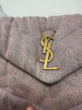 Saint Laurent Bag, Lilac Denim Quilted Small Loulou Puffer Monogram Chain Satchel