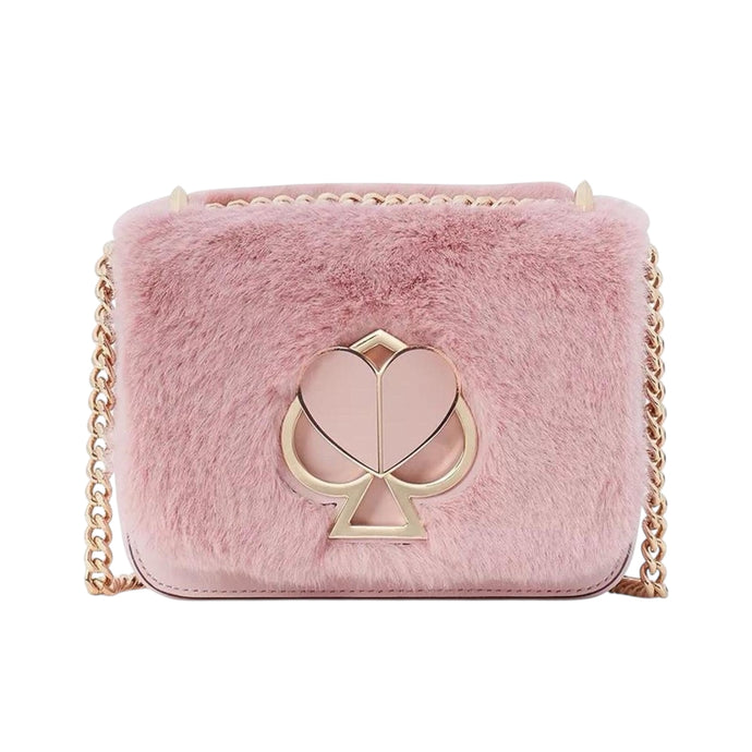 Kate Spade Bag, Pink Nicola Faux Fur Twistlock Small Convertible Chain Shoulder Bag