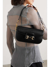 Gucci Bag, Black Horsebit 1955 Embellished Textured-Leather Bag