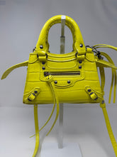 Balenciaga Bag, Neon Yellow Calfskin Crocodile Embossed Neo Classic Nano City Crossbody