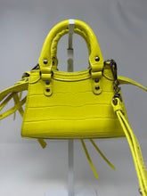 Balenciaga Bag, Neon Yellow Calfskin Crocodile Embossed Neo Classic Nano City Crossbody