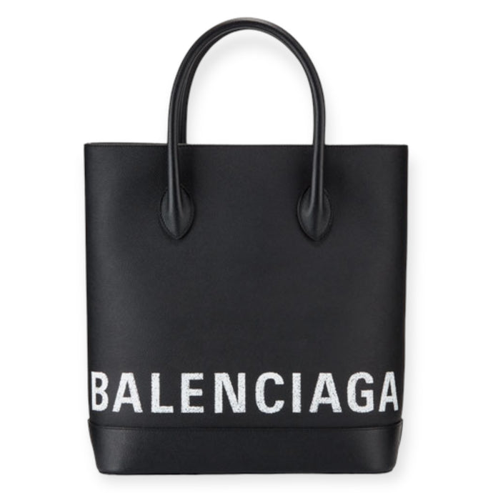 Balenciaga Bag, Black Ville Grained Logo Tote Bag