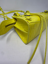 Balenciaga Bag, Neon Yellow Calfskin Crocodile Embossed Neo Classic Nano City Crossbody