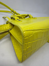 Balenciaga Bag, Neon Yellow Calfskin Crocodile Embossed Neo Classic Nano City Crossbody