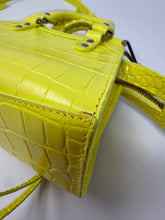 Balenciaga Bag, Neon Yellow Calfskin Crocodile Embossed Neo Classic Nano City Crossbody