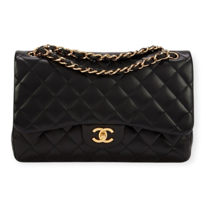 Chanel Bag, 2010 Black Lambskin Quilted Jumbo Single Flap Bag