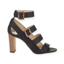 Jimmy Choo Shoes, Black Leather Caged Wooden Heels (size 41)