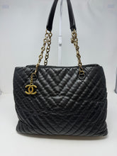 Chanel Bag, 2011 Black Chevron Calfskin Surpique CC Charm Tote