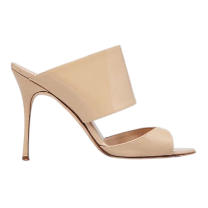 Manolo Blahnik Shoes, Nude Patent Leather Ripta Slide Sandals (size 41)