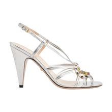 Gucci Shoes, Silver Interlock GG Strap Heels (size 39.5)