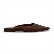 Brunello Cucinelli Shoes, Brown Suede Monili-Embellished Ballerina Mules (size 38)