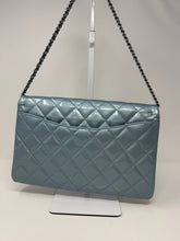 Chanel Bag, 2013 Light Blue Patent Leather Quilted Clutch with Chain