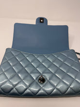 Chanel Bag, 2013 Light Blue Patent Leather Quilted Clutch with Chain