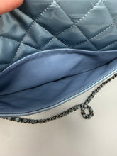 Chanel Bag, 2013 Light Blue Patent Leather Quilted Clutch with Chain
