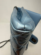 Chanel Bag, 2013 Light Blue Patent Leather Quilted Clutch with Chain