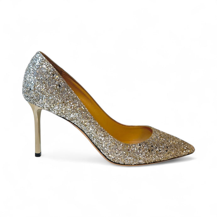 Jimmy Choo Shoes, Silver Glitter Pumps (size 40.5)