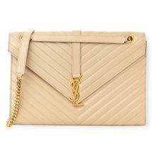 Saint Laurent Bag, Beige Grain De Poudre Matelasse Chevron Large Monogram Satchel