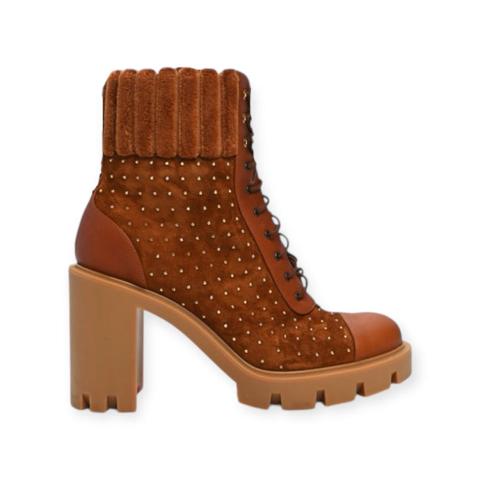 Christian Louboutin Shoes, Suede Studded Dakita Lug 70 Boots (size 37.5)