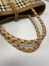 Burberry Bag, Plaid Canvas & Suede Braided Handle Small Bag