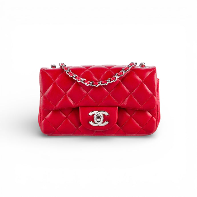 Chanel Bag, 2015 Red Lambskin Leather Extra Mini Classic Flap Bag