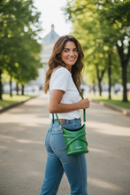 Alexander McQueen Bag, Green Calfskin Mini Curve Bucket Bag