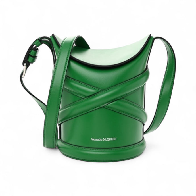 Alexander McQueen Bag, Green Calfskin Mini Curve Bucket Bag
