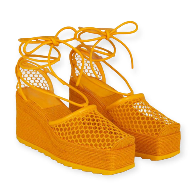 Bottega Veneta Shoes, Orange
Sporty Web Wedge Espadrilles (size 37)