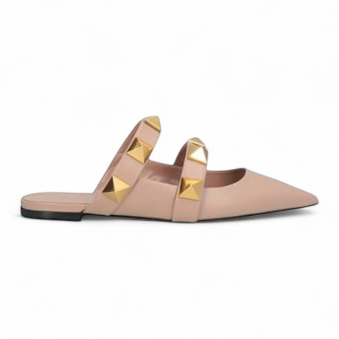 Valentino Shoes, Roman Stud Pointed Toe Mules (size 37.5)