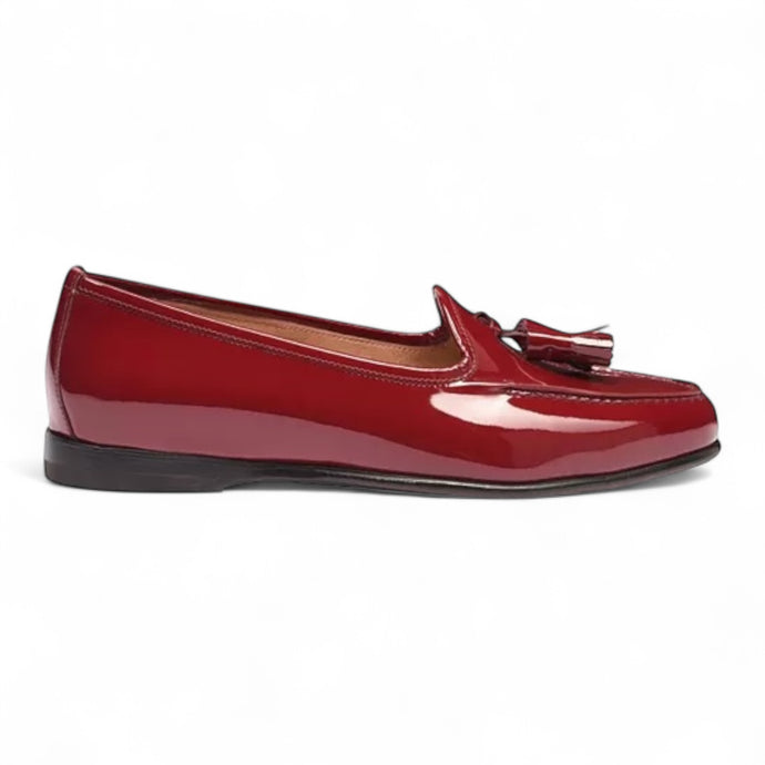Santoni Shoes, Burgundy Andrea Patent Tassel Loafers (size 39.5)