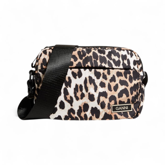 Ganni Bag, Leopard Print Recycled Tech Camera Crossbody Bag