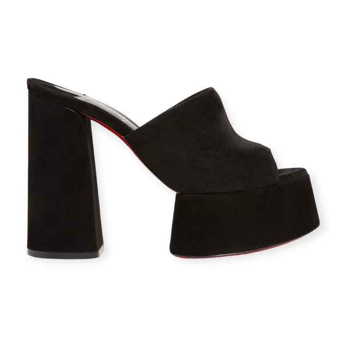 Christian Louboutin Shoes, Black Suede Yazemule Platforms (size 38)