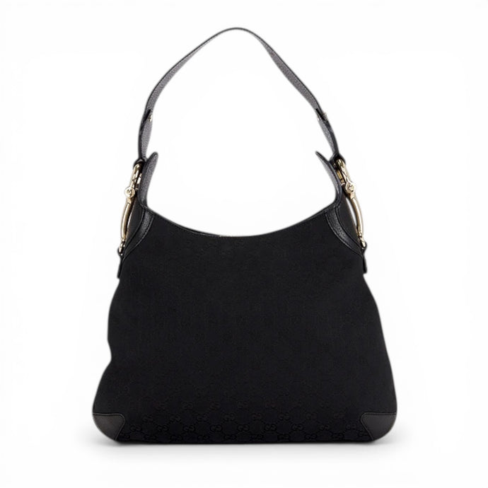 Gucci Bag, Black GG Canvas Horsebit Hobo Bag