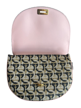 Ferragamo Bag, Multicolor Canvas Calfskin Gancini Saddle Crossbody