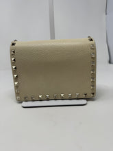 Valentino Bag, Off-White Pebbled Leather Rockstud Clutch on Chain