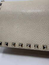 Valentino Bag, Off-White Pebbled Leather Rockstud Clutch on Chain
