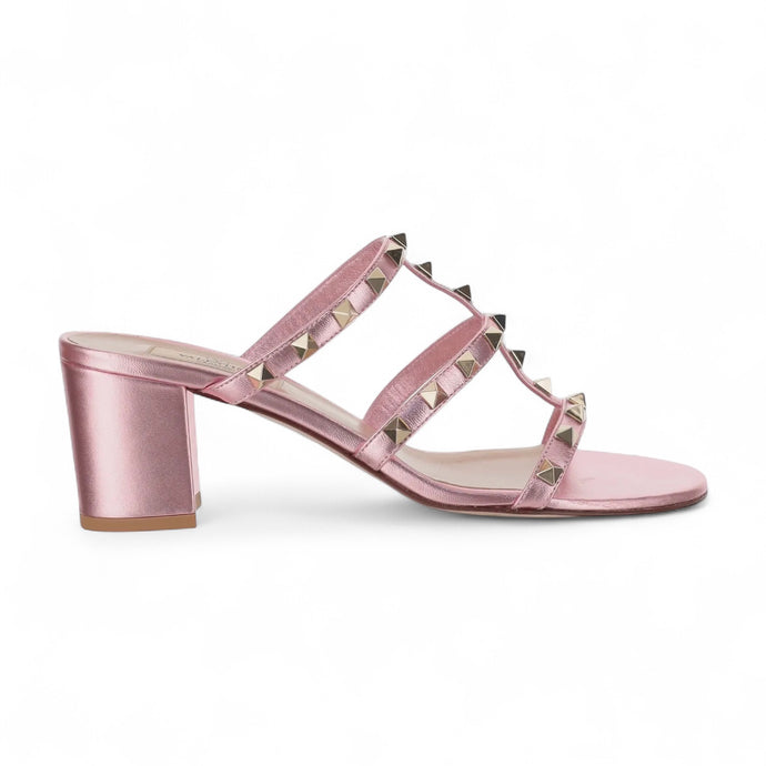 Valentino Shoes, Pink Caged Rockstud Sandals (size 37.5)