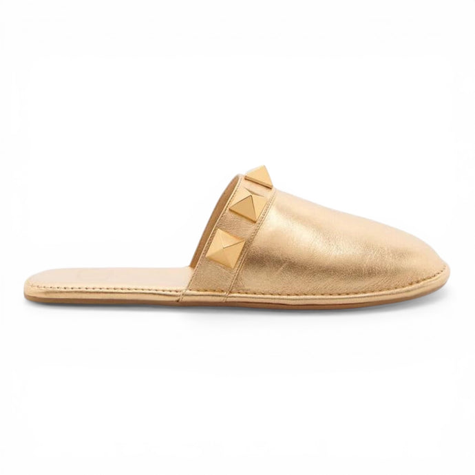 Valentino Shoes, Gold Leather Roman Stud Mules (size 39)
