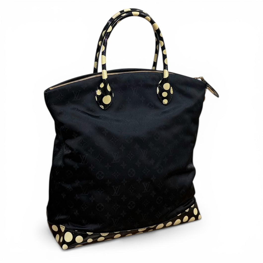 Louis Vuitton Bag, Black Monogram Nylon Yayoi Kusama Lock It Tote
