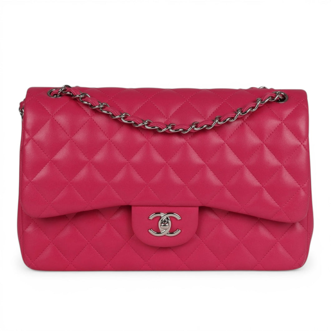 Chanel Bag, 2014 Pink Lambskin Leather Jumbo Classic Double Flap Bag