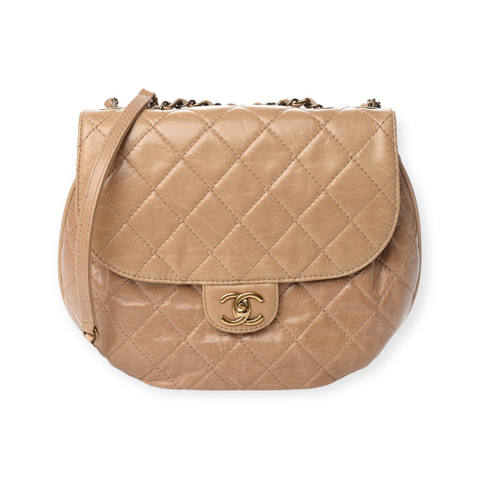 Chanel Bag, Beige Glazed Calfskin Quilted Medium Bubble CC Flap Bag