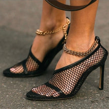 Bottega Veneta Shoes, Black Mesh Nappa Chunky Chain Sandals (size 37)