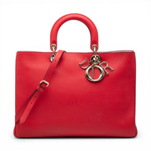 Christian Dior Bag, Red & Pink Calfskin Leather Diorissimo Medium Tote Bag