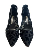 Manolo Blahnik Shoes, Black Leopard Pumps (size 39)